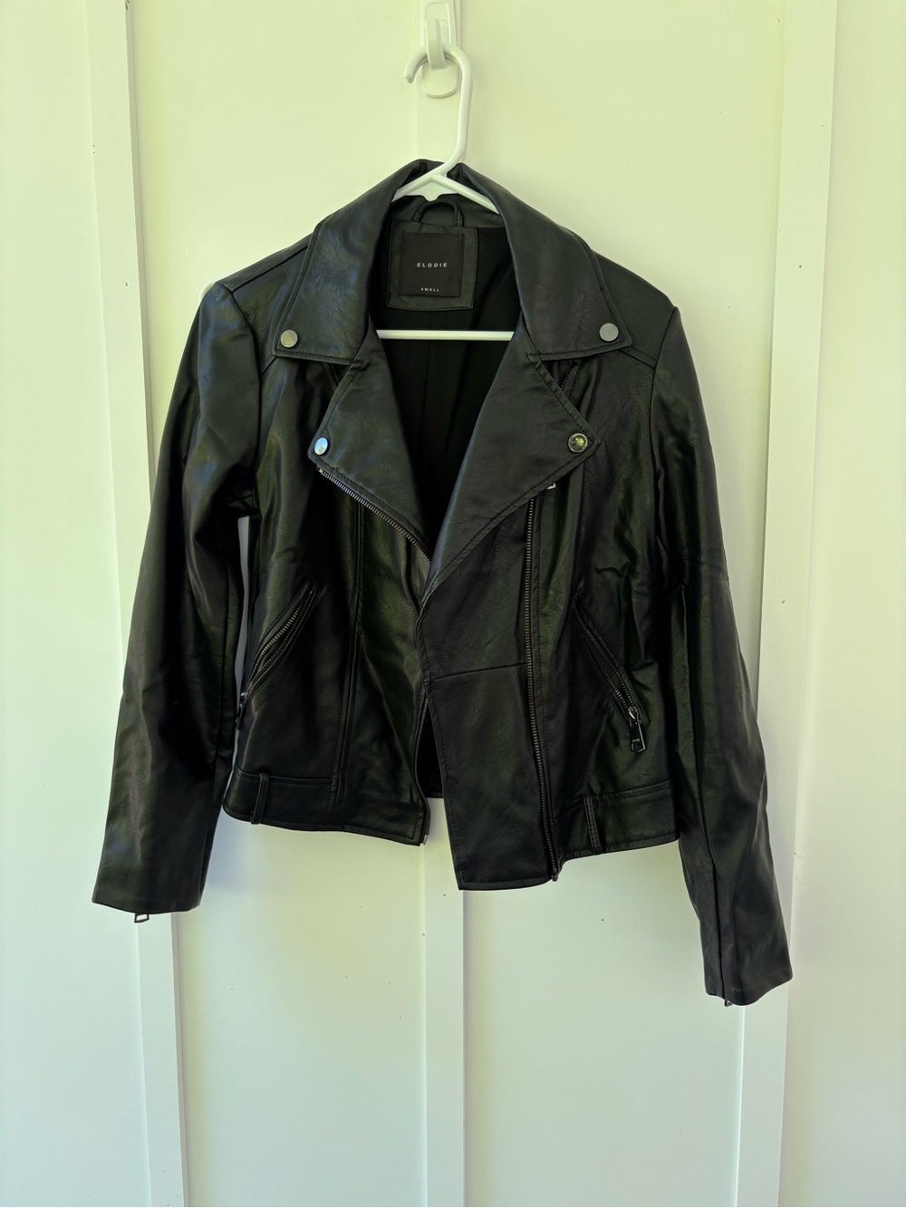 Elodie Black Leather Moto Jacket - Women's